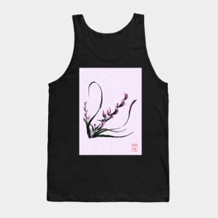 Pretty sumi-e orchid on a lilac background Tank Top